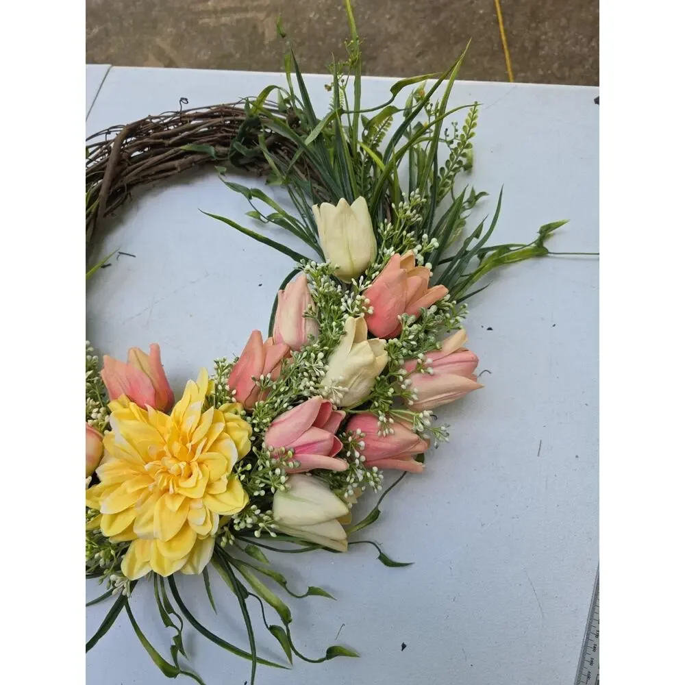 Handmade Spring Tulip Carnation Wreath 21